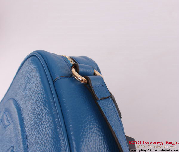 Gucci Soho Calfskin Leather Disco Bag 308364 Blue