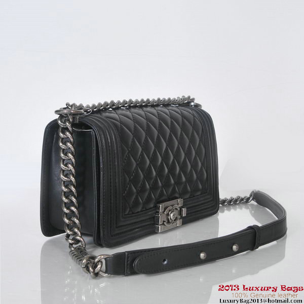 2013 Boy Chanel Flap Shoulder Bag Sheepskin Leather A37003 Black