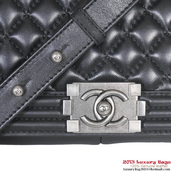 2013 Boy Chanel Flap Shoulder Bag Sheepskin Leather A37005 Black