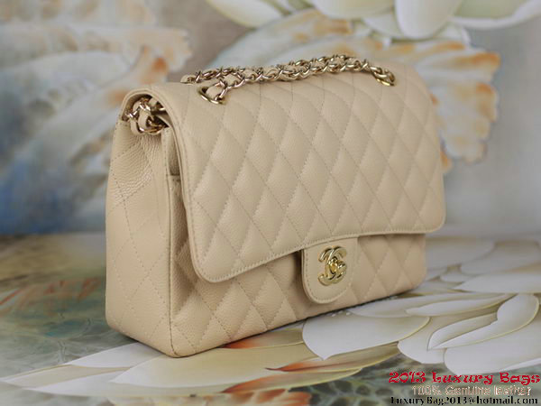 Chanel 2.55 Series Classic Flap Bag Original Cannage Patterns Leather Apricot