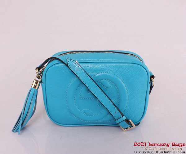 Gucci 308364 Soho Calf Leather Disco Bag Blue