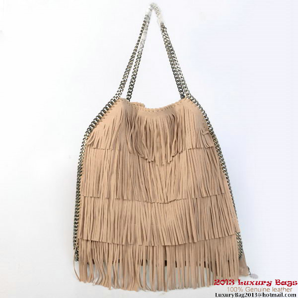 Stella McCartney Falabella Shaggy Tassels Fold Over Tote Bag Apricot