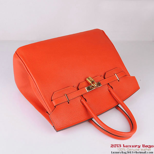 Hermes Birkin 35CM Tote Bag Orange Clemence Leather H6089 Gold