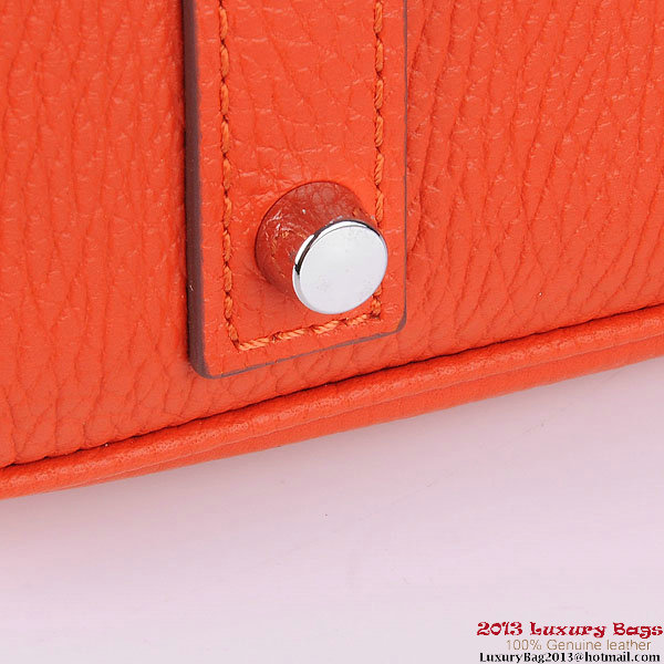 Hermes Birkin 35CM Tote Bag Orange Clemence Leather H6089 Silver