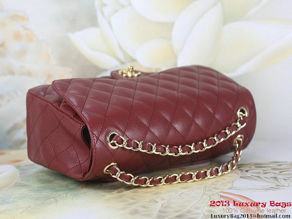 Chanel Classic Flap Bag Bordeaux Original Cannage Patterns Leather Gold