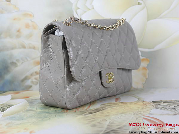 Chanel Classic Flap Bag Gray Original Cannage Patterns Leather Gold