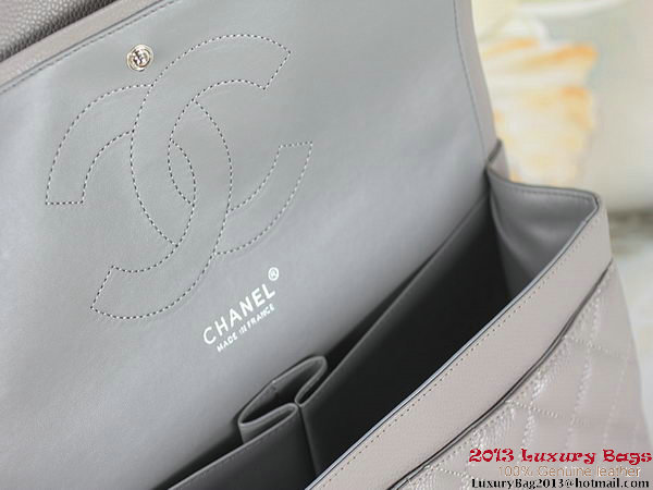 Chanel Classic Flap Bag Gray Original Cannage Patterns Leather Silver