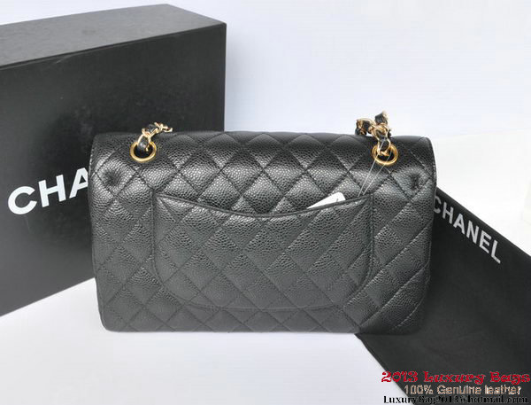 Chanel 2.55 Classic Flap Bag Black Original Caviar Leather Gold