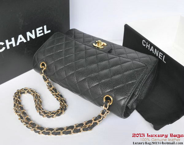 Chanel 2.55 Classic Flap Bag Black Original Caviar Leather Gold