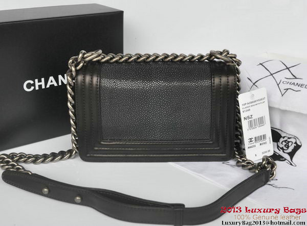 Boy Chanel Flap Shoulder Bag in Original Galuchat A66231 Black