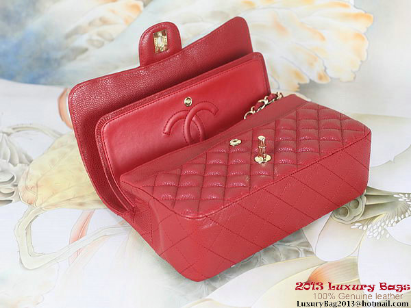 Chanel 2.55 Series Flap Bag Red Original Cannage Patterns Leather A1112 Gold