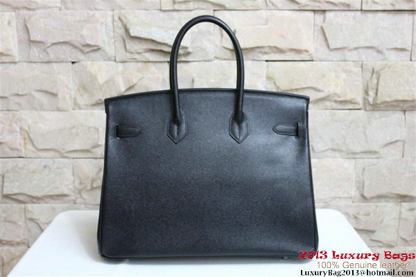 Hermes Birkin 35CM Tote Bag Black Clemence Leather H6089 Silver/Gold