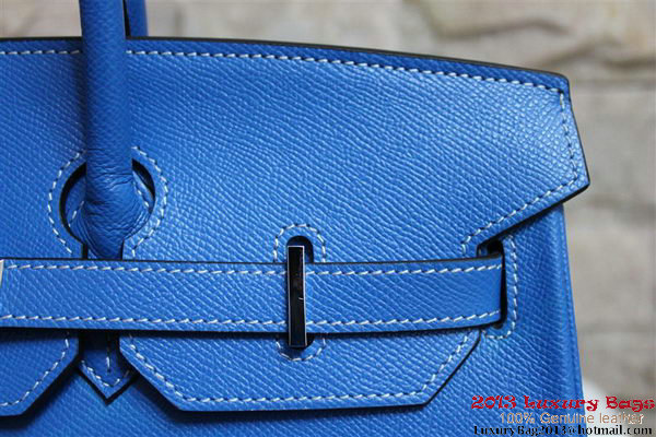 Hermes Birkin 35CM Tote Bag Blue Clemence Leather H6089 Gold/Silver