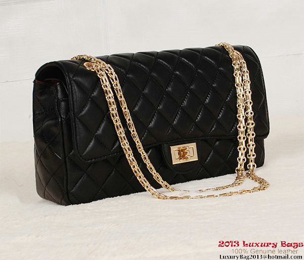 Chanel 1113 Classic Flap Bag Black Sheepskin Gold