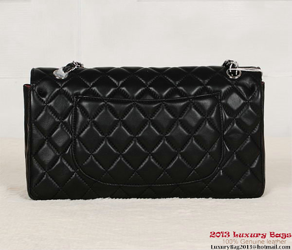 Chanel Classic Flap Bag 1113 Black Sheepskin Silver