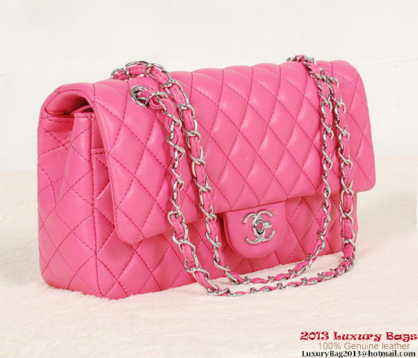 Chanel 2.55 Series Bag Rose Sheepskin Leather 1112 Silver