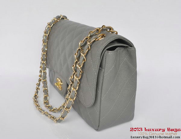 Chanel Jumbo Quilted Classic Cannage Patterns Flap Bag A58600 Grey Gold