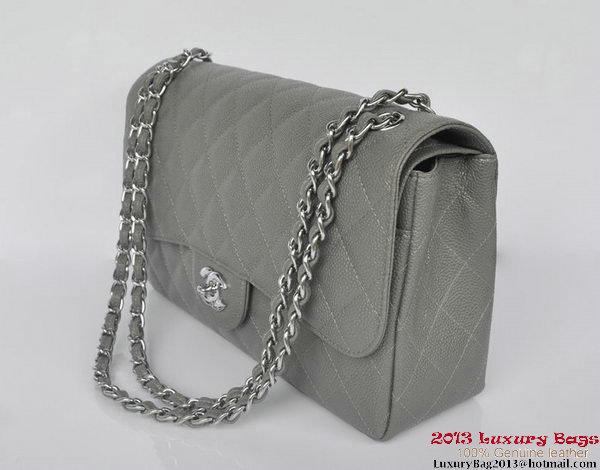 Chanel Jumbo Quilted Classic Cannage Patterns Flap Bag A58600 Grey Silver