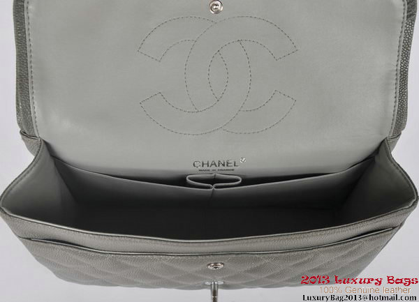 Chanel Jumbo Quilted Classic Cannage Patterns Flap Bag A58600 Grey Silver