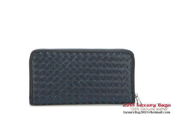 Bottega Veneta Intrecciato Nappa Zippy Wallet 115709-1 Blue