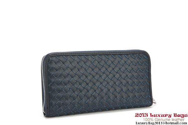 Bottega Veneta Intrecciato Nappa Zippy Wallet 115709-1 Blue