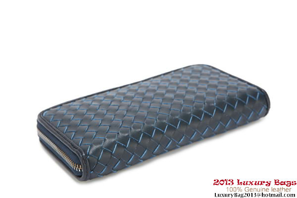 Bottega Veneta Intrecciato Nappa Zippy Wallet 115709-2 Blue