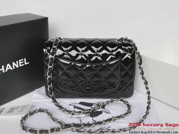 Chanel Classic Flap Bags Black Original Patent Leather A1116 Silver