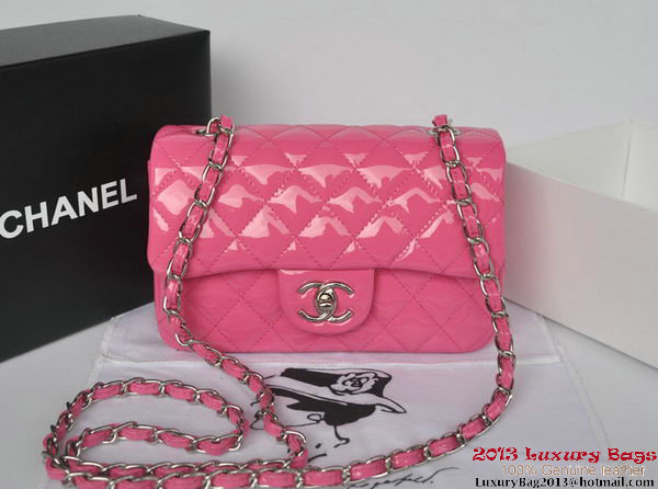 Chanel Classic Flap Bags Rose Original Patent Leather A1116 Silver