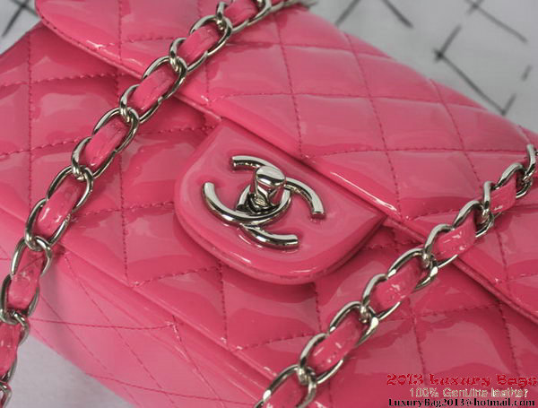 Chanel Classic Flap Bags Rose Original Patent Leather A1116 Silver