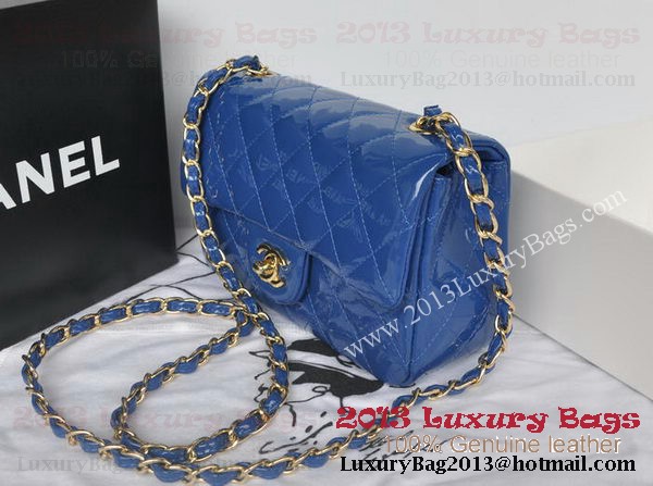 Chanel Classic Flap Bags Blue Original Patent Leather A1116 Gold