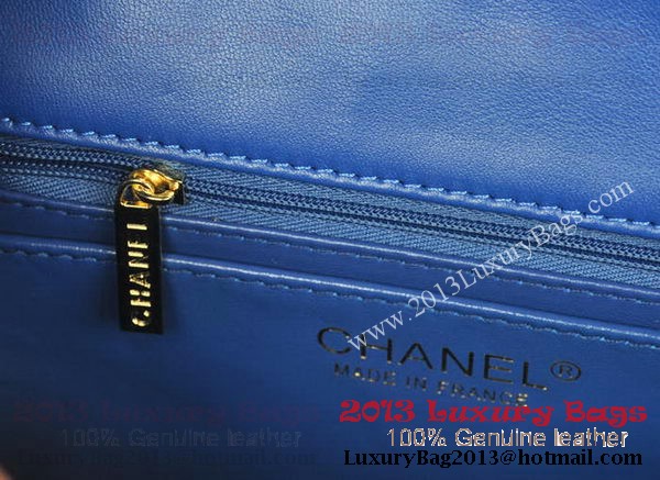 Chanel Classic Flap Bags Blue Original Patent Leather A1116 Gold