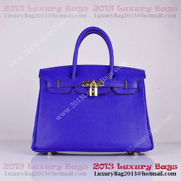 Hermes Birkin 30CM Tote Bag Blue Clemence Leather H6088 Gold