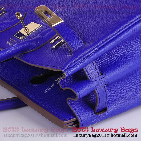 Hermes Birkin 30CM Tote Bag Blue Clemence Leather H6088 Gold