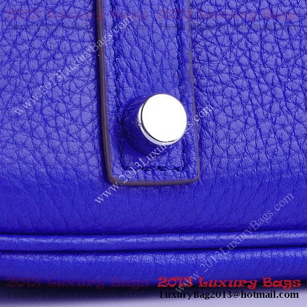 Hermes Birkin 30CM Tote Bag Blue Clemence Leather H6088 Silver