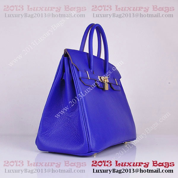 Hermes Birkin 35CM Tote Bag Blue Clemence Leather H6089 Gold