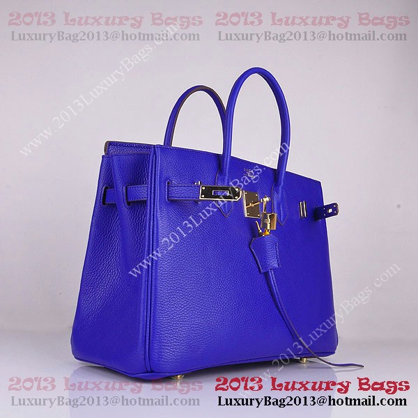 Hermes Birkin 35CM Tote Bag Blue Clemence Leather H6089 Gold