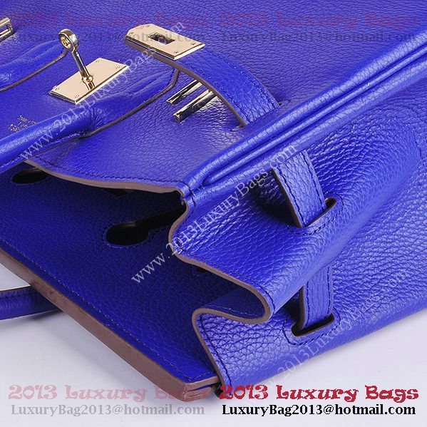 Hermes Birkin 35CM Tote Bag Blue Clemence Leather H6089 Gold