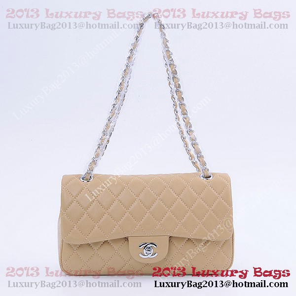 Chanel 2.55 Series Classic Flap Bag 1112 Apricot Sheepskin Silver