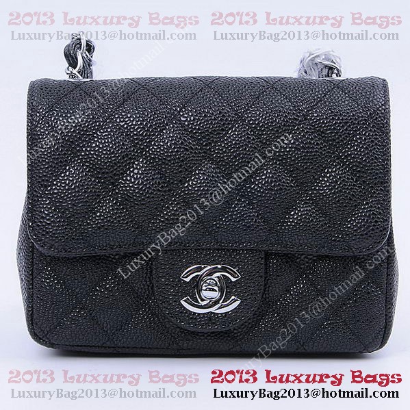 Chanel mini Classic Flap Bag Black Cannage Patterns 1115 Silver