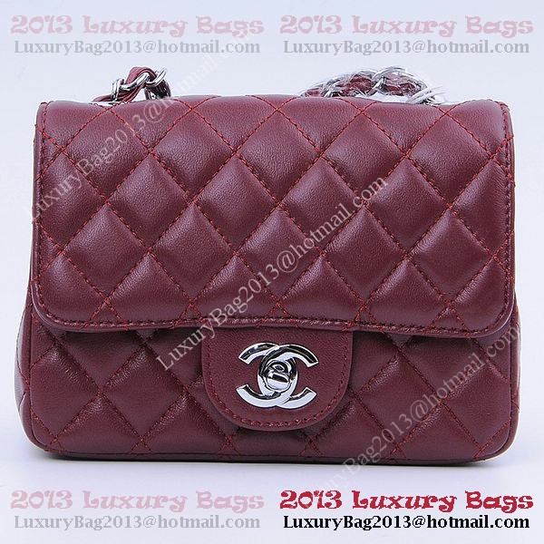 Chanel mini Classic Flap Bag Burgundy Sheekskin 1115 Silver