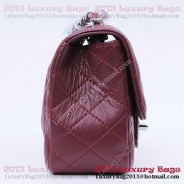 Chanel mini Classic Flap Bag Burgundy Sheekskin 1115 Silver