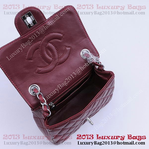 Chanel mini Classic Flap Bag Burgundy Sheekskin 1115 Silver