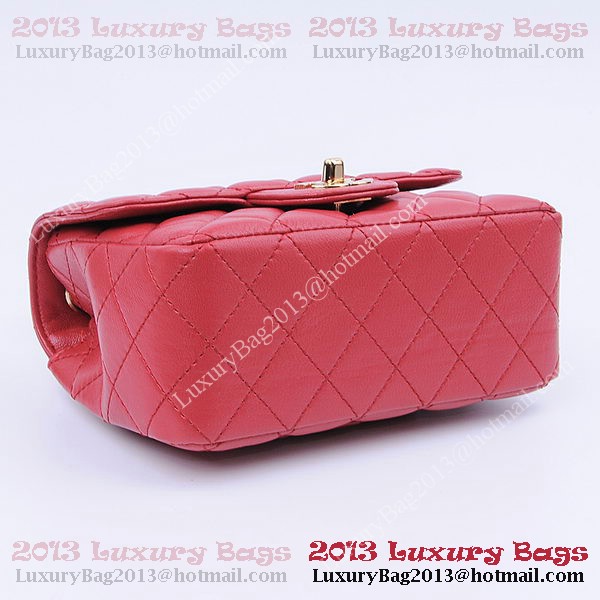 Chanel mini Classic Flap Bag Red Sheekskin 1115 Gold