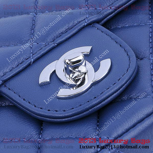 Chanel mini Classic Flap Bag RoyalBlue Sheekskin 1115 Silver