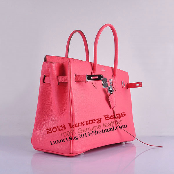 Hermes Birkin 35CM Tote Bag Pink Clemence Leather H6089 Silver