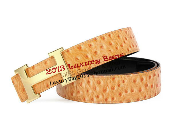 Hermes Belt Ostrich Leather HB5327 Camel