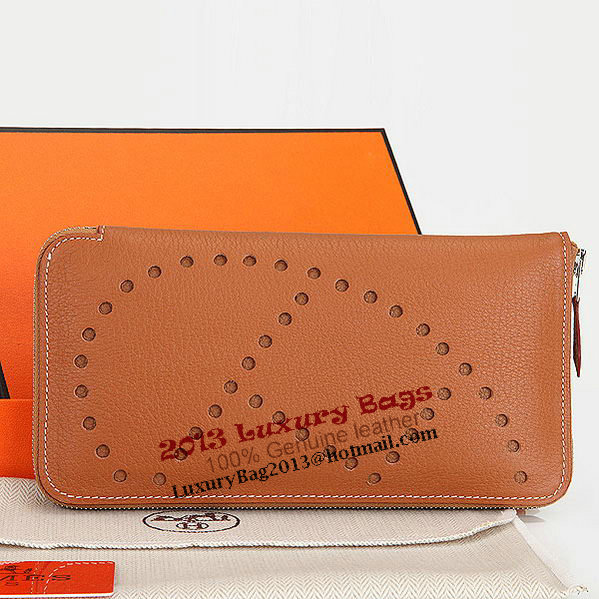 Hermes Evelyn Long Zip Wallet A808 Camel