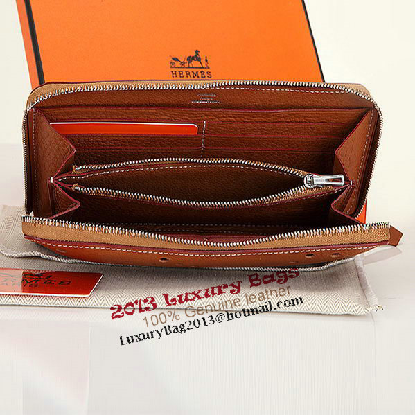 Hermes Evelyn Long Zip Wallet A808 Camel