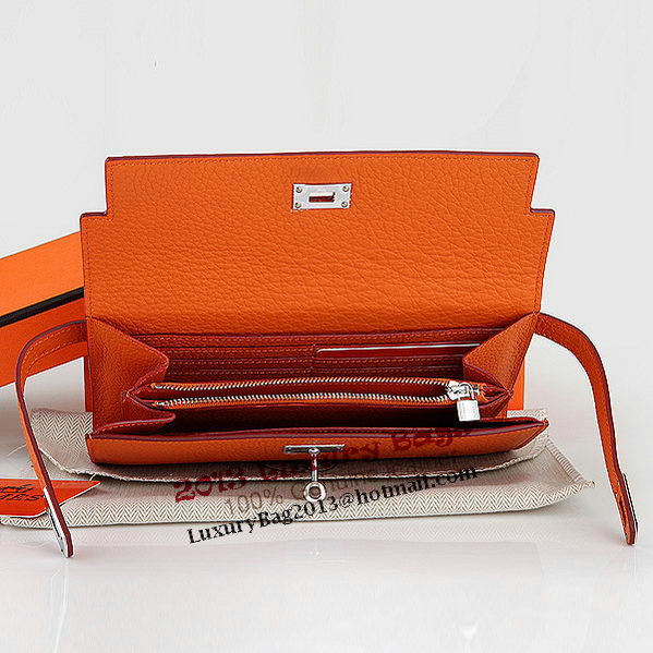 Hermes Kelly Original Leather Bi-Fold Wallet A708 Orange