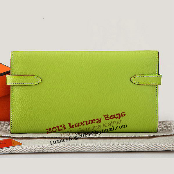 Hermes Kelly Original Saffiano Leather Bi-Fold Wallet A708 Green